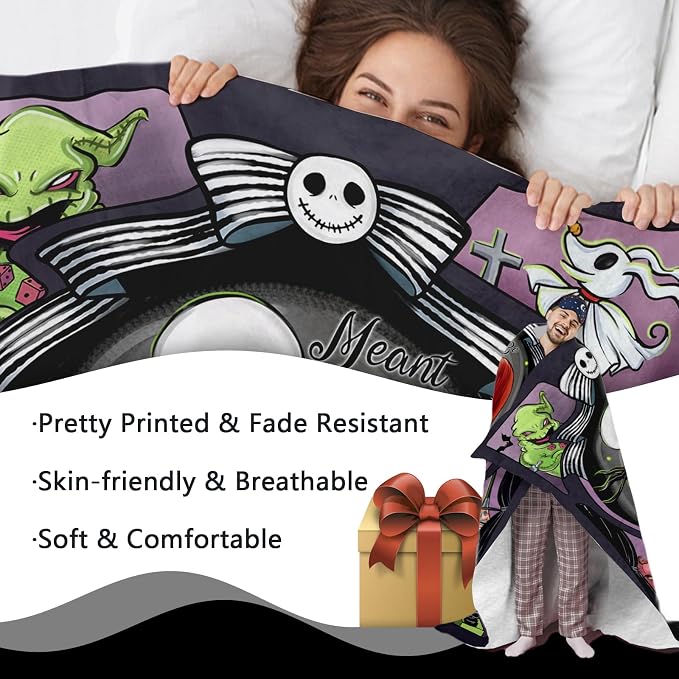 Pycat Halloween Flannel Throw Blanket, Meant to Be Christmas Birthday Gifts | for Men Women, Funny Soft for Bedding Sofa 50 x 60 Inch