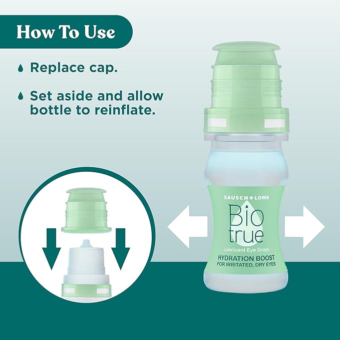Biotrue Hydration Boost, Preservative-Free Eye Drops for Dry Eyes, Instantly Moisturizes, Rehydrates, Contact Lens Friendly, Refresh & Relieve Eye Irritation, 0.33 FL Oz (Pack of 2)