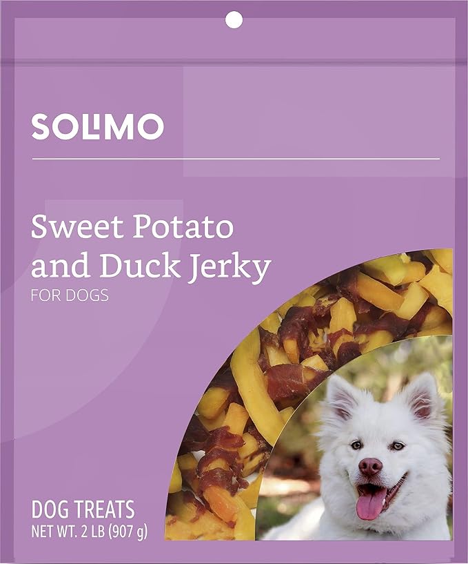 Amazon Brand - Solimo Sweet Potato & Duck Jerky Dog Treats, 2 pounds