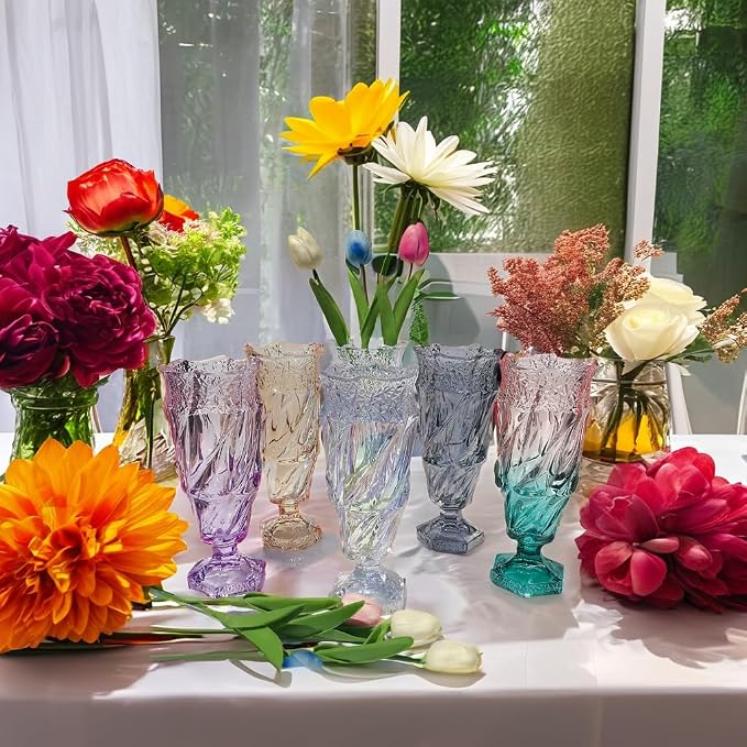 Glass Flower vase 2.4lb 9.5inch,Bohemian Style, for Centerpieces,Wedding,Home Decor Glass Vase (Sparkling)