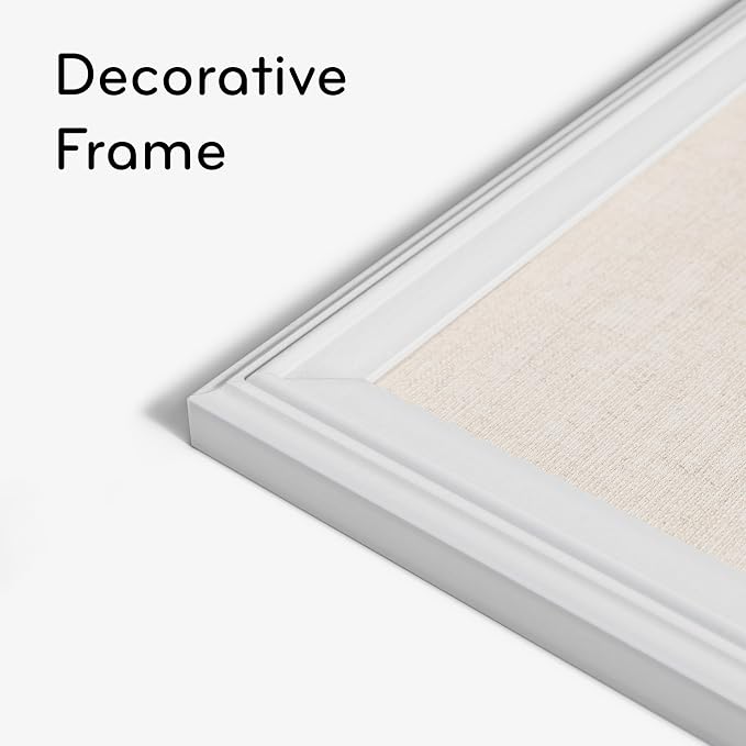 U Brands Farmhouse Linen Bulletin Board, 40" x 30", White Wood Style Frame, Industrial Grade Pinning Surface