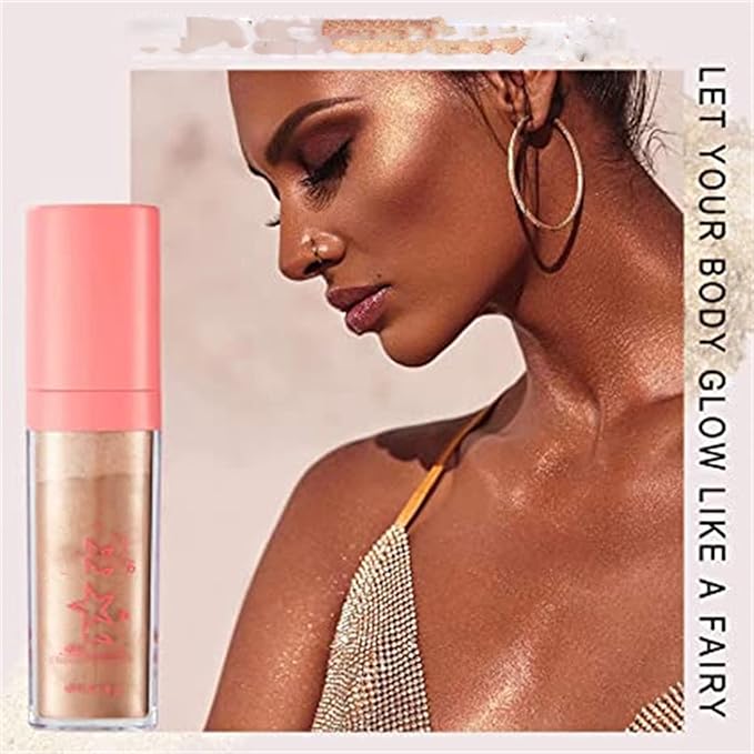 Kayswang Body Glitter Powder Stick Face Highlights Shimmer Face and Body Highlighter Powder with Sponge Head, Magic Colour Shiner Powder for Face Body, Arms, Collarbones and Leg (03#Gold)