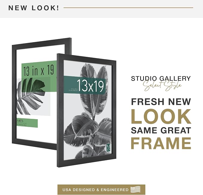 MCS Studio Gallery 13x19 Picture Frame Black Woodgrain Engineered Wood, Rectangle Photo Frame for Photos, Posters & Art Prints (1-Pack)