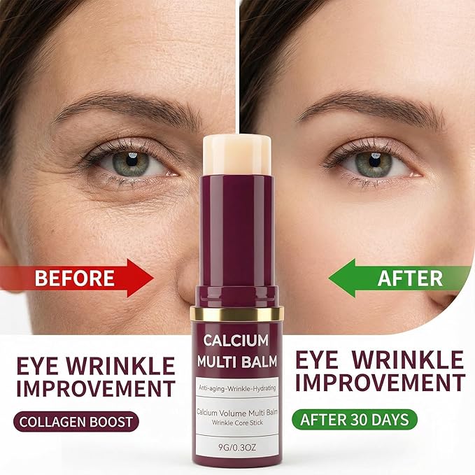 All-in-One Moisturizing Balm Stick with Calcium & Collagen – Anti-Aging Skin Repair for Face, Eyes, Lips, Neck – Hydrating Portable Skincare, 2-Pack