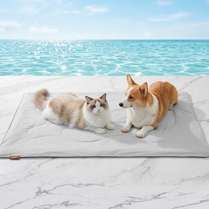 ZOMISIA Premium Cooling Blanket for Medium Dogs - Q-MAX>0.5 Breathable Washable Dog Cooling Mat, Travel Soft Pet Summer Essentials, Grey, 30"x40"