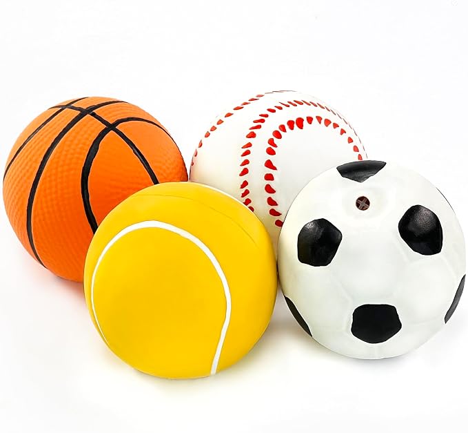 CHIWAVA 4PCS 2.4'' Squeak Latex Dog Sport Balls Fetch Toy for Small Dogs