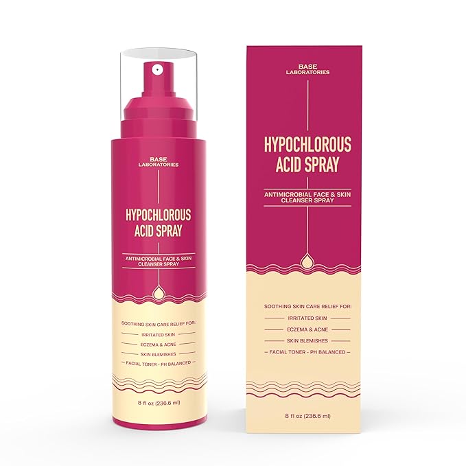 BASE LABORATORIES Hypochlorous Acid Spray for Face & Skin | 8 oz | Facial Daily Skin Repair Solution for Sensitive Skin, Redness, Irritations, Eczema, Acne. Hypochlrous HOCL Molecule Spray