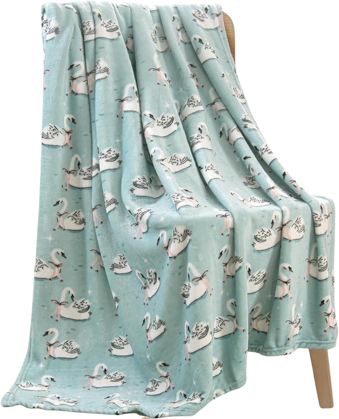 Fleece Throw Blanket: Soft Cozy Velvet Swans on a Lake Design, for Couch Bed and Home Decor, 50x60