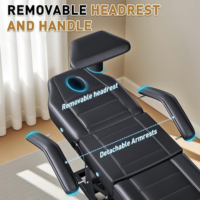 Fully Electric Massage Table with Lift, 1500lbs Capacity - Professional Adjustable Facial Bed for Estheticians, Spa & Waxing, Heavy-Duty 550lbs Capacity 2r1 (Black - Fully)