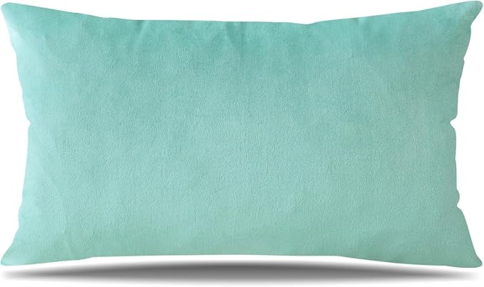 Artscope Luxury Velvet Pillow Covers Decorative Rectangle Pillowcases Soft Solid Cushion Cases for Couch Sofa Bedroom Car Decor 12x20 Inch Aqua Green