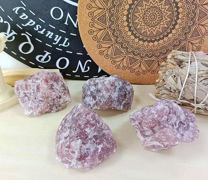LAIDANLA Strawberry Quartz 2" Natural Rough Stones Crystal Large Raw Crystals Bulk Healing Gemstones for Reiki Healing Tumbling Fountain Rocks Wire Wrapping Decoration 4PCS 0.55lb