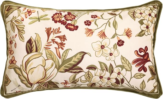 Designer Vintage Velvet Throw Pillow Cover,20"x12"-Grace A | Pillow Cover,Concealed Zipper Design,Dragonfly Pattern,Sofas,Bedroom,Living Room,Lounge Chairs,All Season Home Decor