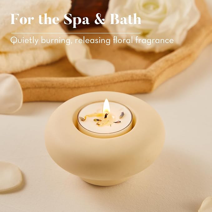 Ashlux 4-Hour Acrylic Jasmine Soy Wax Scented Tea Lights, 16 Pack Bulk | 4 Hour Long Burning, Non-Paraffin, Smokeless, For Weddings, Table Centerpieces, Home Decor & Christmas
