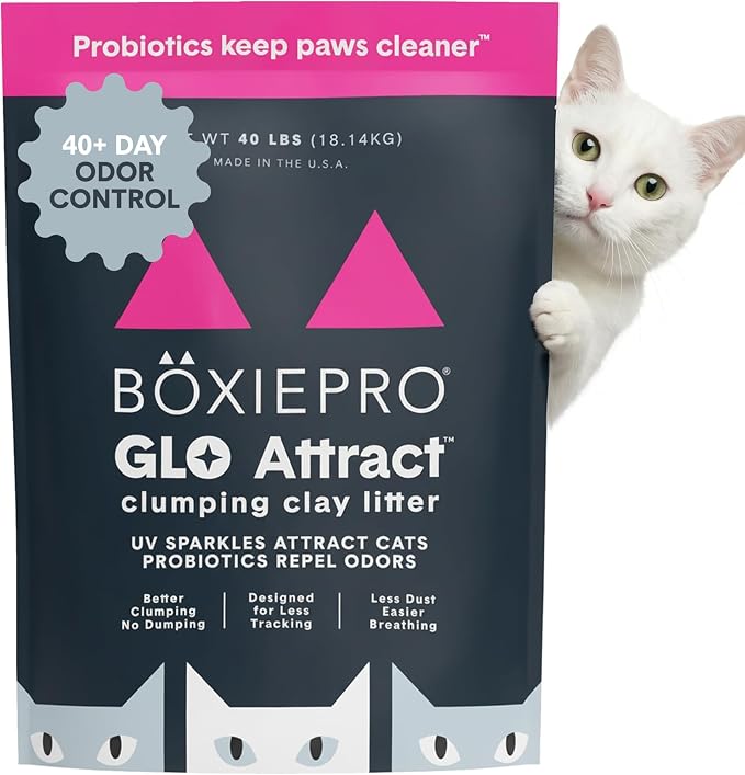 Boxie Glo Attract Clumping Cat Litter 40+ Day Odor Control Dust Free 40 lb