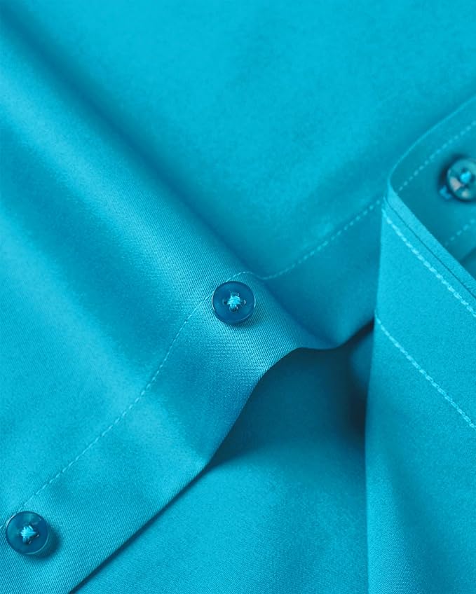 J.VER Men's Dress Shirts Solid Long Sleeve Stretch Wrinkle-Free Formal Shirt Business Casual Button Down Shirts