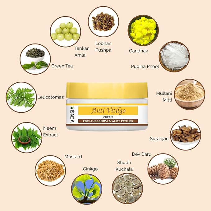 Anti Vitiligo Cream | Super Effective on Vitiligo, White Patches, Discoloration of Skin, Scar Removal, 80 Gram