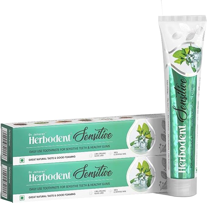 Herbodent® Sensitive Toothpaste - 6.53 Oz Pack of 2 | Enamel Repair & Cavity Protection, Fluoride Free, Sensitive Care with Natural Mouthwash & Gum Strengthening Herbs - Clove, Tomar, Long Pepper...