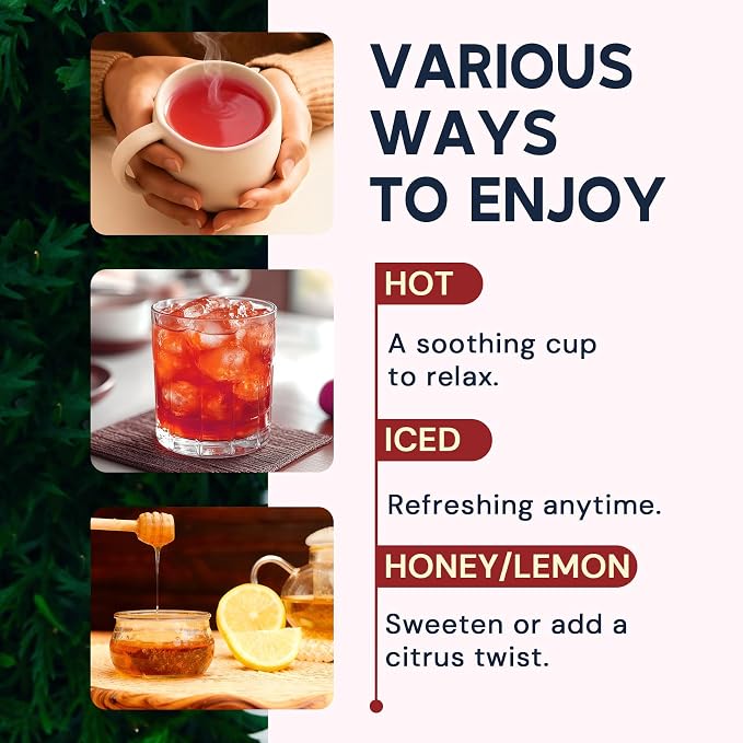 HIIHONE Dried Hibiscus Flowers Cut and Sifted 8 oz, | Hibiscus Tea (Flor de Jamaica), Loose Leaf Hibiscus for Tea, Iced Drinks and Agua Fresca, Naturally Caffeine Free, Sugar Free