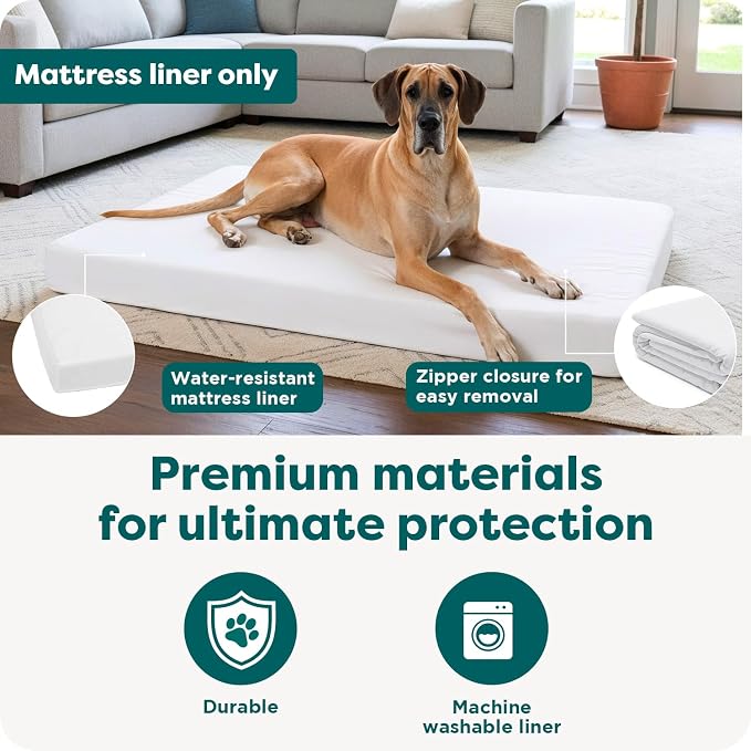 Furhaven Dog Bed Liner Water-Resistant Foam Mattress Protector Cover - White, Large