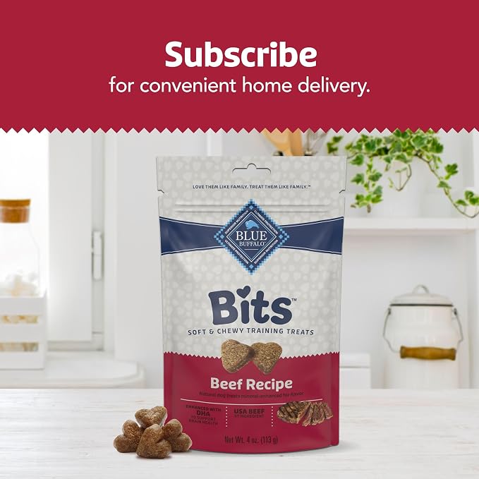 Blue Buffalo Bits Beef Training Treats, 4 oz | Real Beef First, DHA for Cognitive Development, No Chicken By-Product Meals, Free from Red Dye 40