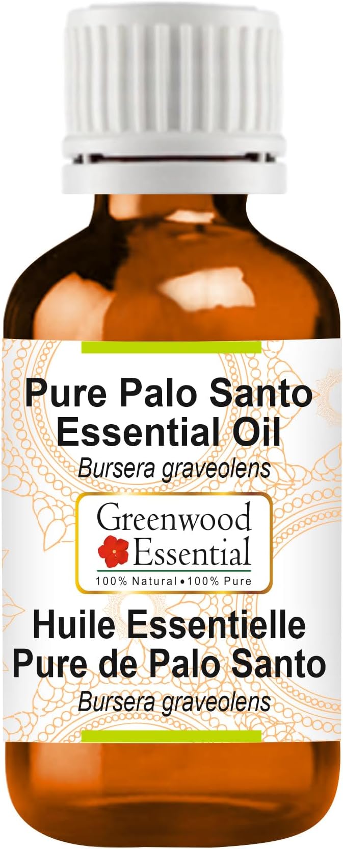 Greenwood Essential Palo Santo Essential Oil (Bursera graveolens) Pure | Non-Sticky | Non-Greasy | Lightweight | Men & Women | All Skin Types | Steam Distilled 10ml (0.33 oz)