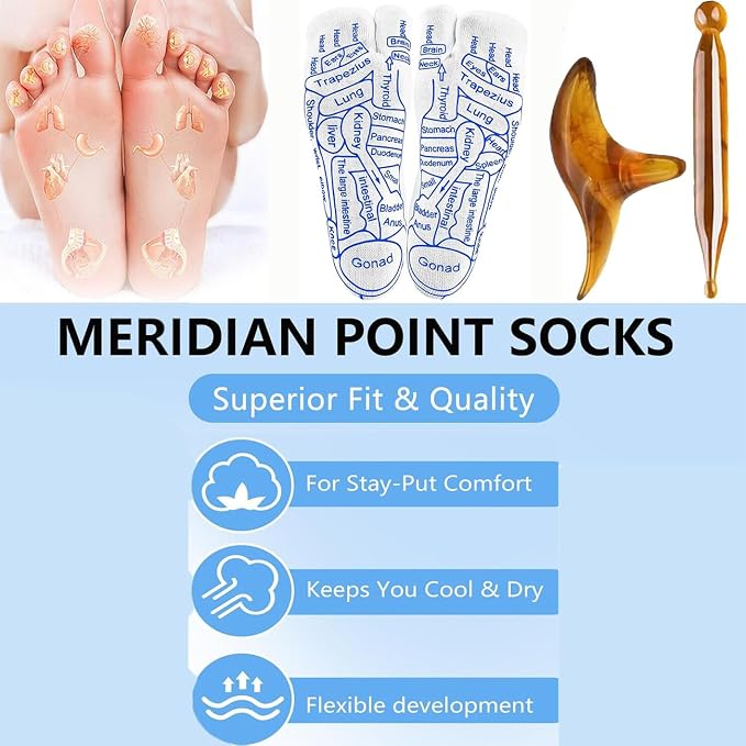 Reflexology Socks Set Reflexology Socks with Acupoint Massage Tool,Foot Relief and Acupressure Reflexology Foot Massage Socks (Men)