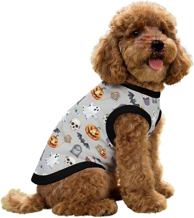 Halloween Pet Vest Pumpkin Boo Pet Shirts Small | candy dessert Dog Shirt Vest cute pet Sleeveless Vests Ice Silk Dog T-Shirts holiday Dog Clothes Halloween Canine Wear
