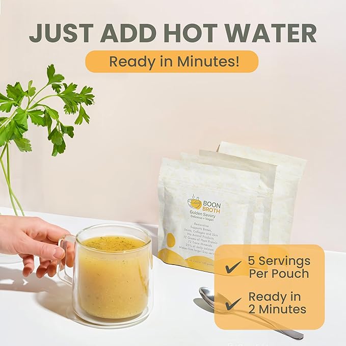 Boon Broth Supports Digestion, Skin & Joint Health-Plant-Based Soup Powder With 72 Trace Minerals for Energy, Balance & Wellness - High-Calcium Vegetable Broth for Sipping, Fasting & Gut Health- 4 Oz