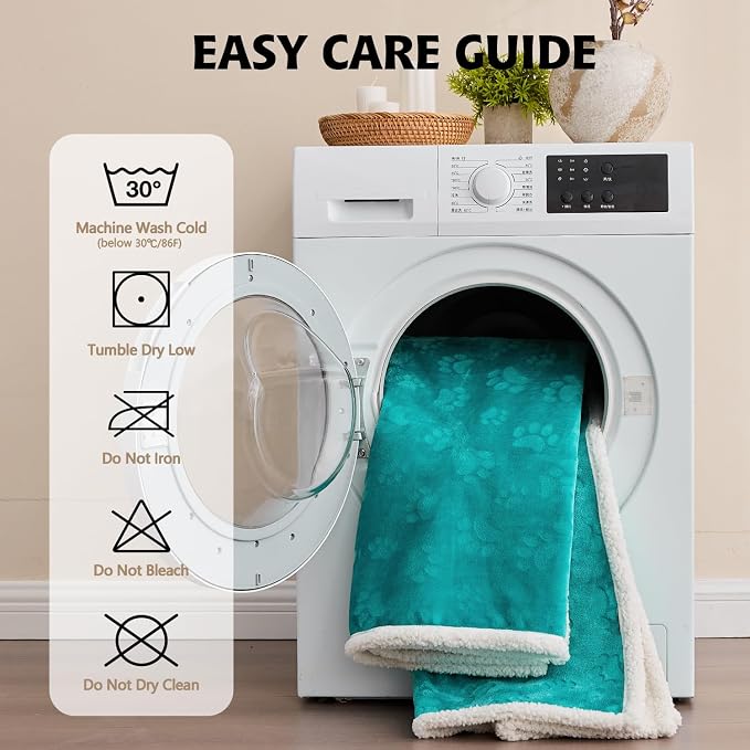 Pet Blankets for Cats - Waterproof Cat Blanket Washable - Sherpa Fleece Puppy Blanket, Soft Plush Reversible Throw Protector for Bed Couch Car Sofa, 30"X40", Teal