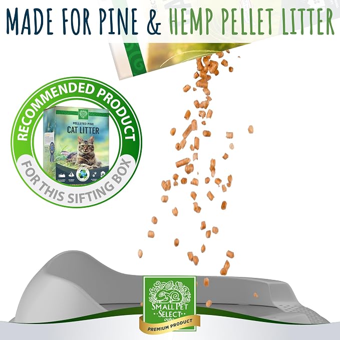 Small Pet Select Sifting Cat Litter Box, with Scoop & 5 Pee Pads | Tidy Easy-Clean Sifting System, Drawer, Litter Scoop & Removable Tray, For Cats, Rabbits & Other Small Pets