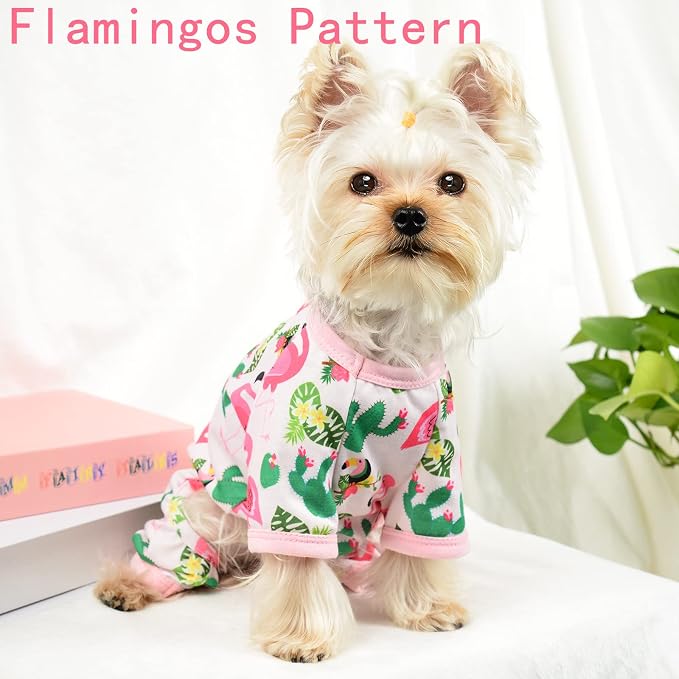 Dog Pajamas for Small Dogs Boy Girl, Dog Clothes Tiny Chihuahua Yorkie Spring Summer Shirt, Cute Puppy Outfit Pjs Jumpsuit Cat Onesie Apparel Pet Clothes