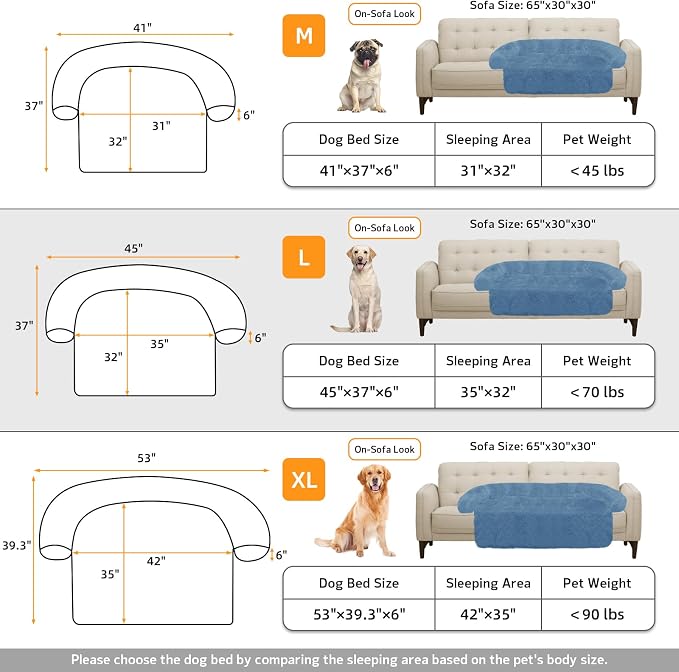 GGIB Calming Dog Bed Fluffy Plush Dog Mat for Furniture Protector with Removable Washable Cover for Large Medium Small Dogs and Cats (Large, Navy)