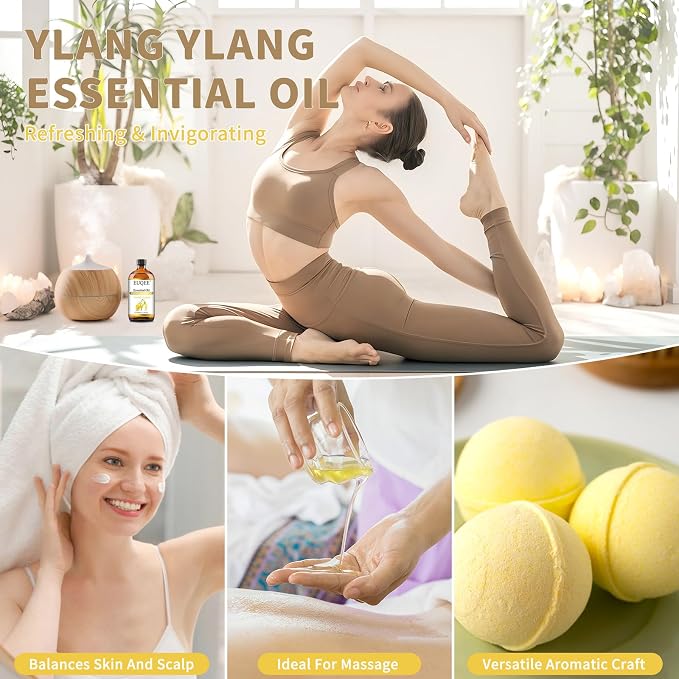 EUQEE Ylang Ylang Essential Oil 118ml with Glass Dropper, Pure Ylang Ylang Oil for Diffuser, Candle Making - 4 Fl.Oz