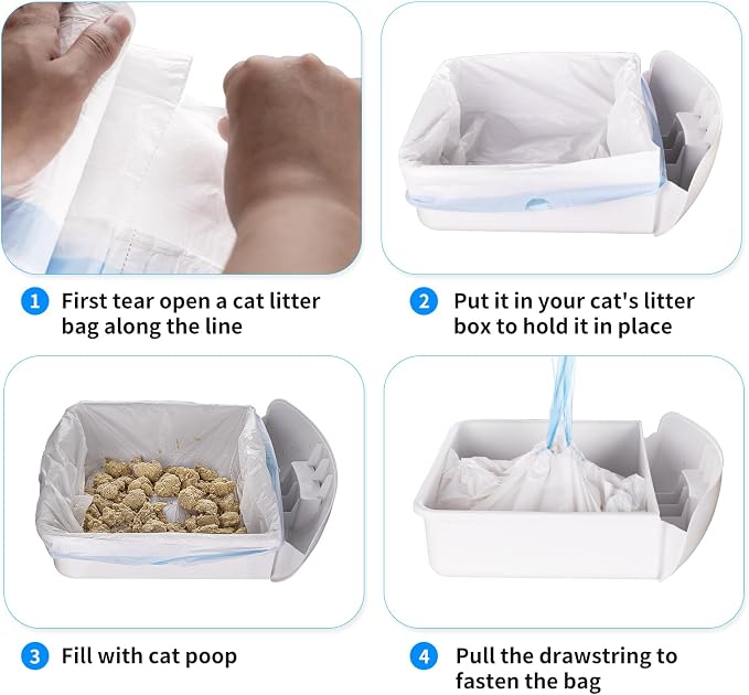 120 Count Extra Large Cat Litter Box Liners, Cat Litter Waste Receptacles Bags for Cleanpethome/BCHARYA Self-Cleaning Litter Box