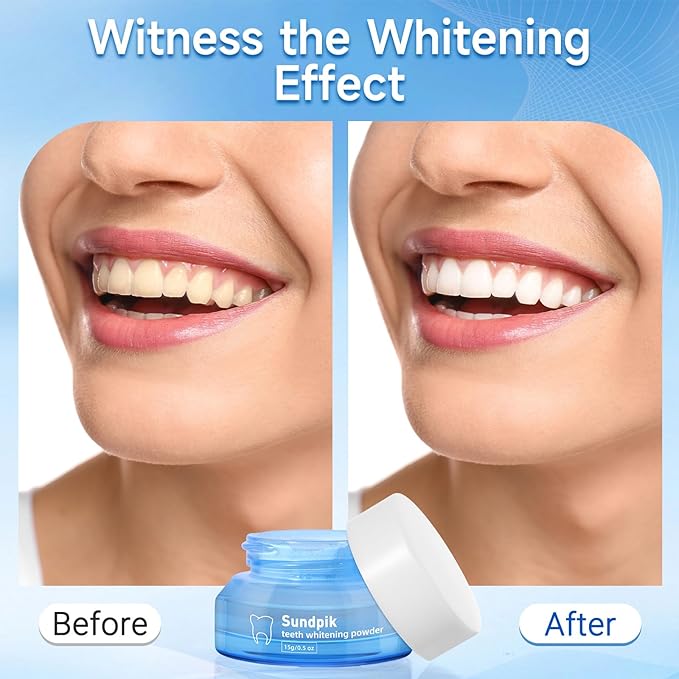 2PCS Teeth Whitening Powder,Removes Stains with No Sensitivity,Enamel-Safe Toothpaste Whitening Powder for Coffee,Tea,Food,and Tobacco Stains