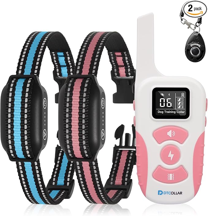2-in-1 Bark Collar & Shock Collar for Dogs, 3300Ft Dog Training Collar with Remote 2 Pack - Anti Bark/Beep/Vibration/Shock 4 Modes, IP67 Smart Dog E Collar with 5 Adjustable Sensitivity for All Breeds