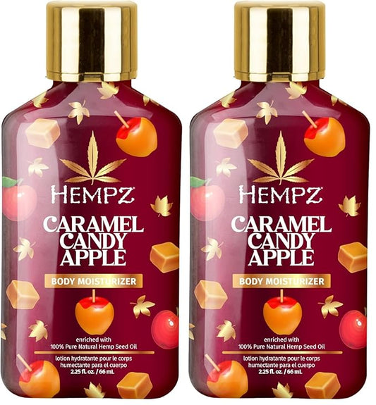 Hempz Mini Caramel Candy Apple Body Moisturizer, Body Lotion, Fall Skin Care for Men & Women, Limited Edition, 2.25 fl.oz. (Pack of 2)
