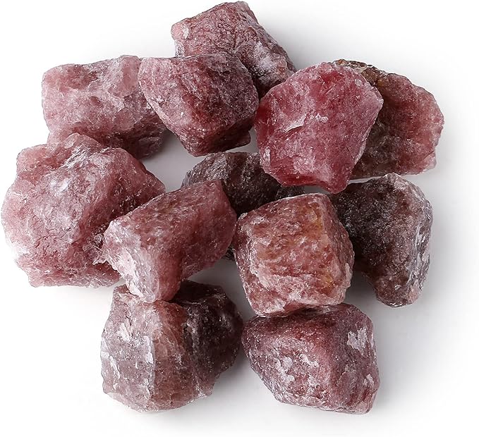 LAIDANLA 1lb 2" Strawberry Quartz Natural Rough Stones Crystal Large Raw Crystals Bulk Healing Gemstones for Reiki Healing Tumbling Fountain Rocks Wire Wrapping Decoration Cabbing Lapidary