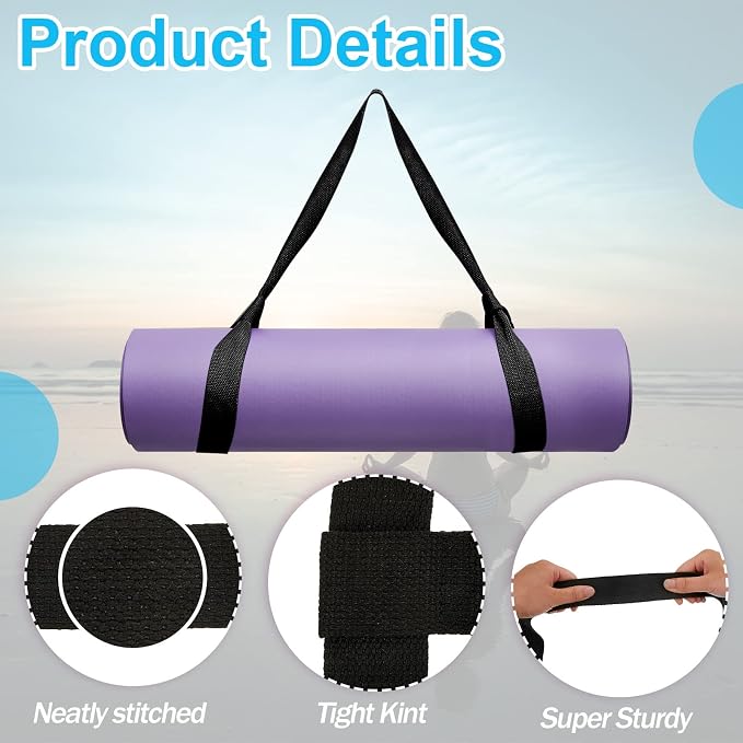 Deekin 4 Pcs Yoga Mat Straps for Carrying Yoga Mat Holder Adjustable Thick Carrier Exercise Sling Cotton Workout Stretching Band for Carrying Large Mats Roller Skate