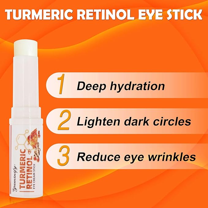 Turmeric Retinol Eye Stick,Lumibalm for Under Eyes Bags,Eye Balm Moisturizes Hydrating for Dark Circle,Wrinkles,Visible Results in 3-4 Weeks,Anti Aging Retinol Cream Reduces Fine Lines