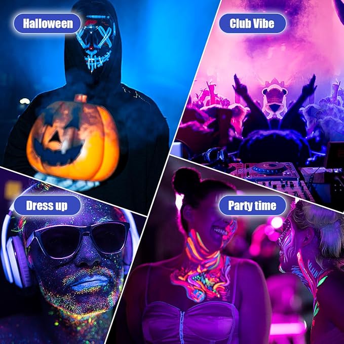 Glow in The Dark Face Body Paint, Glow In The Dark Under UV Black Light Sticks Makeup Neon Face Painting Kits for Adult Halloween Festival Accessory Glow Party Supplies (12 color pen)