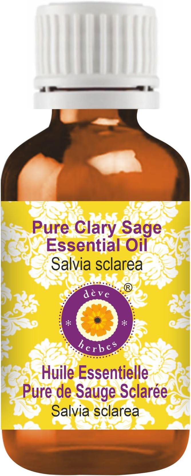 Deve Herbes Pure Clary Sage Essential Oil (Salvia sclarea) Steam Distilled 15ml (0.50 oz)