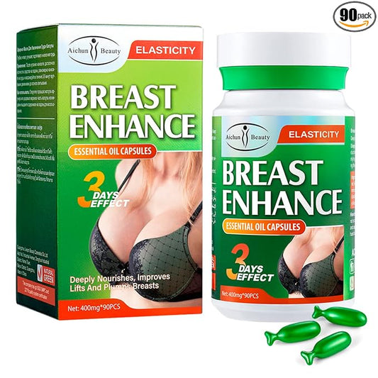 AICHUN BEAUTY Breast Enhance Essential Oil Capsules 3days Effect Deeply Nourishes Improves Lifts Plumps Breasts 400mgx90pcs