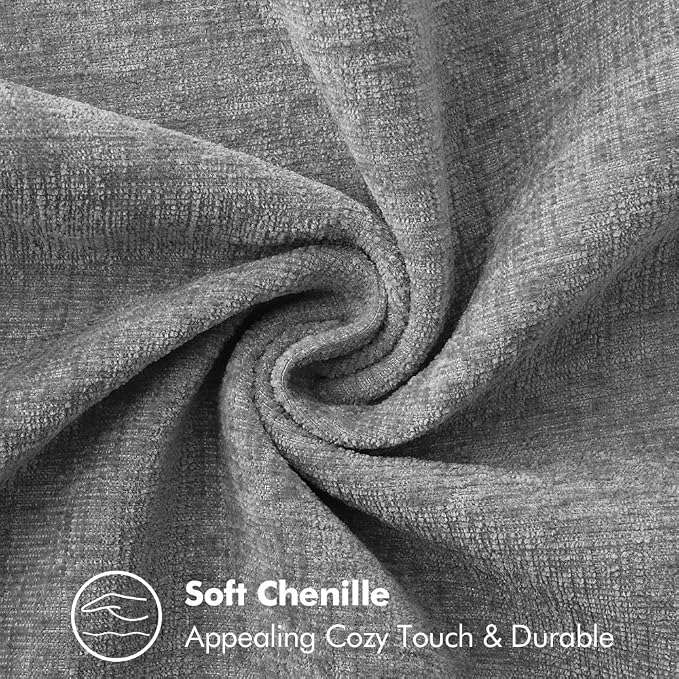 MIULEE Decorative Euro Sham Pillow Covers 24x24 Inch Dark Gray 2 Pack | Farmhouse Throw Pillow Covers with Stitched Edge, Soft Chenille Cushion Cases, for Couch Sofa Bed Living Room Home Decor