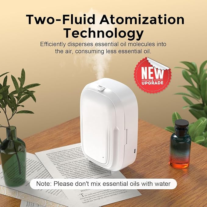 Waterless Oil Diffuser,Home Aromatherapy Scent Diffuser with APP & Timer|Whole House Oil Air Diffusers for Large Room,Office,Hotel Collection Use,Cover up to 1500 sq.ft-150ML,Compact,Quiet,Ivory