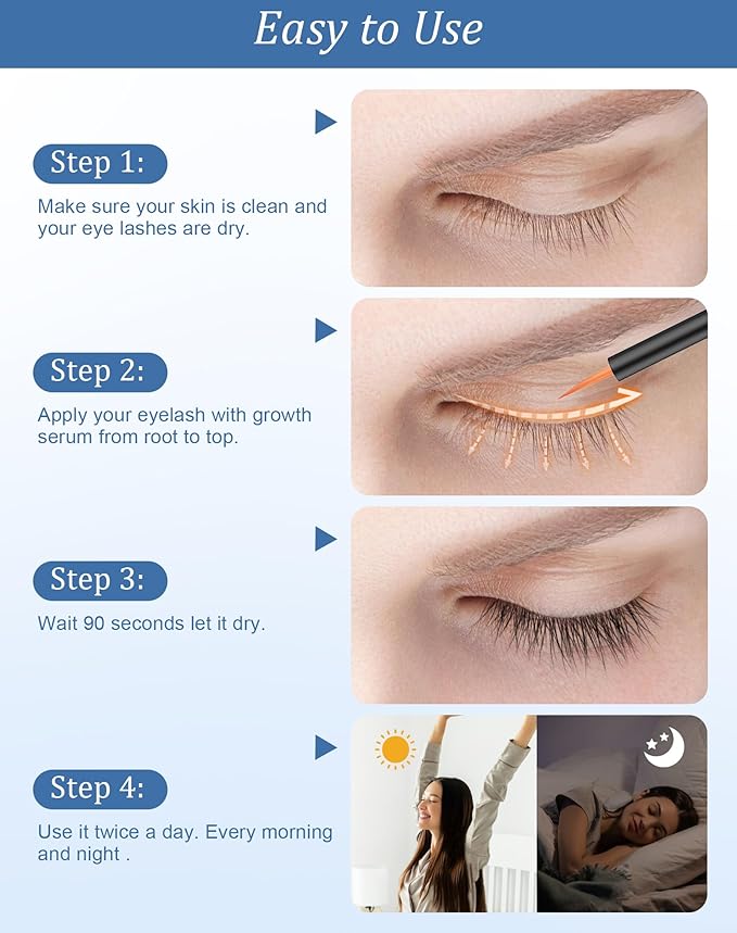 Eyelash Growth Serum for Longer, Thicker Lashes, Eyebrow Growth Serum, Natural | Plant-Based Formula | Promotes Lash Growth & Strength | Safe & Effective Lash Enhancer (5ml) B
