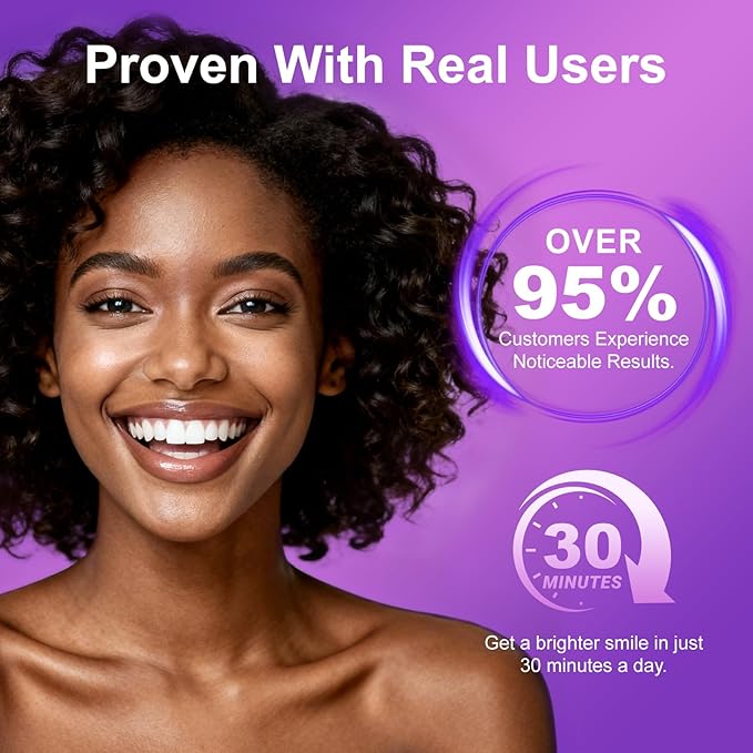Carebest Purple Teeth Whitening Strips, 7 Treatments Whitening Kit with Mint Flavor, Enamel Safe, Gentle for Sensitive Teeth Whiten,Removes Stains for a Brighter Smile