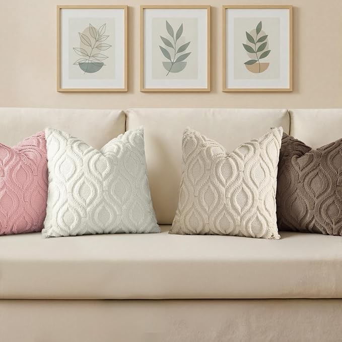 decorUhome Faux Fur Plush Soft Pink Throw Pillow Covers 12x20 Set of 2 | Plush Solid Fall Couch Pillow Covers, Accent Modern Farmhouse Neutral Decorative Square Pillow Cases for Sofa Bed Living Room