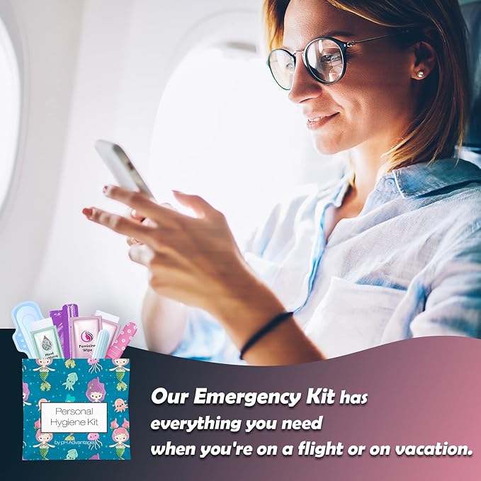 3 x Menstrual All-in-One Kits - Assorted Colors | Convenience on The Go | Single Period Kit Packs | Individually Wrapped Feminine Hygiene Products (Under the Sea/Light Rose/Butterflies)
