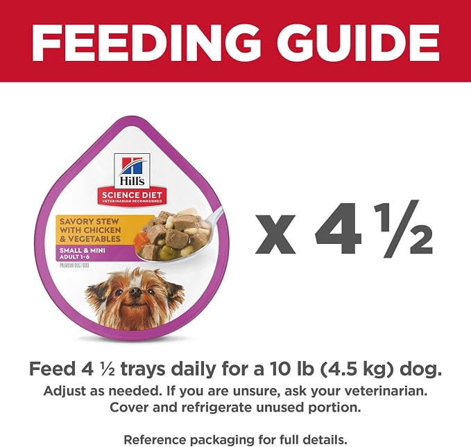 Hill's Science Diet Adult 1-6 Small & Mini Wet Dog Food | #1 Veterinarian Recommended, Chicken & Vegetables, 3.5 oz. Trays, 12-Pack